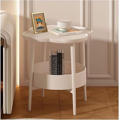 Mesa auxiliar para sala de estar, mesa auxiliar pequeña en forma de flor, mesita de noche, mesa auxiliar para sofá, mesa auxiliar con cesta de