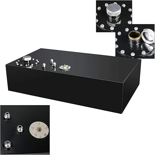 Miniatura 3 de Tanque de gasolina de pila de combustible de alimentación superior de 17 galones, 64L, tira de deriva de calle de carreras de aluminio pulido con