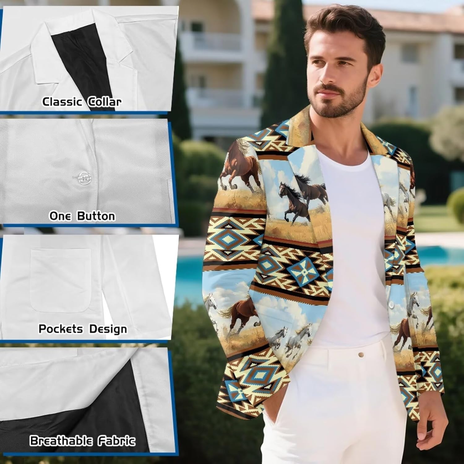 TOADDITDO Mens Blazers Regular Fit Business or Casual Suit Sport Coat One Button Camo Blazer Lightweight Suit Jacket