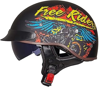 Motorradhelm Motorrad Half Helm Motorradhelm Bike Helm Roller Scooter Helm Mofa-Helm Chopper Retro Cruiser Straßenreiten H...