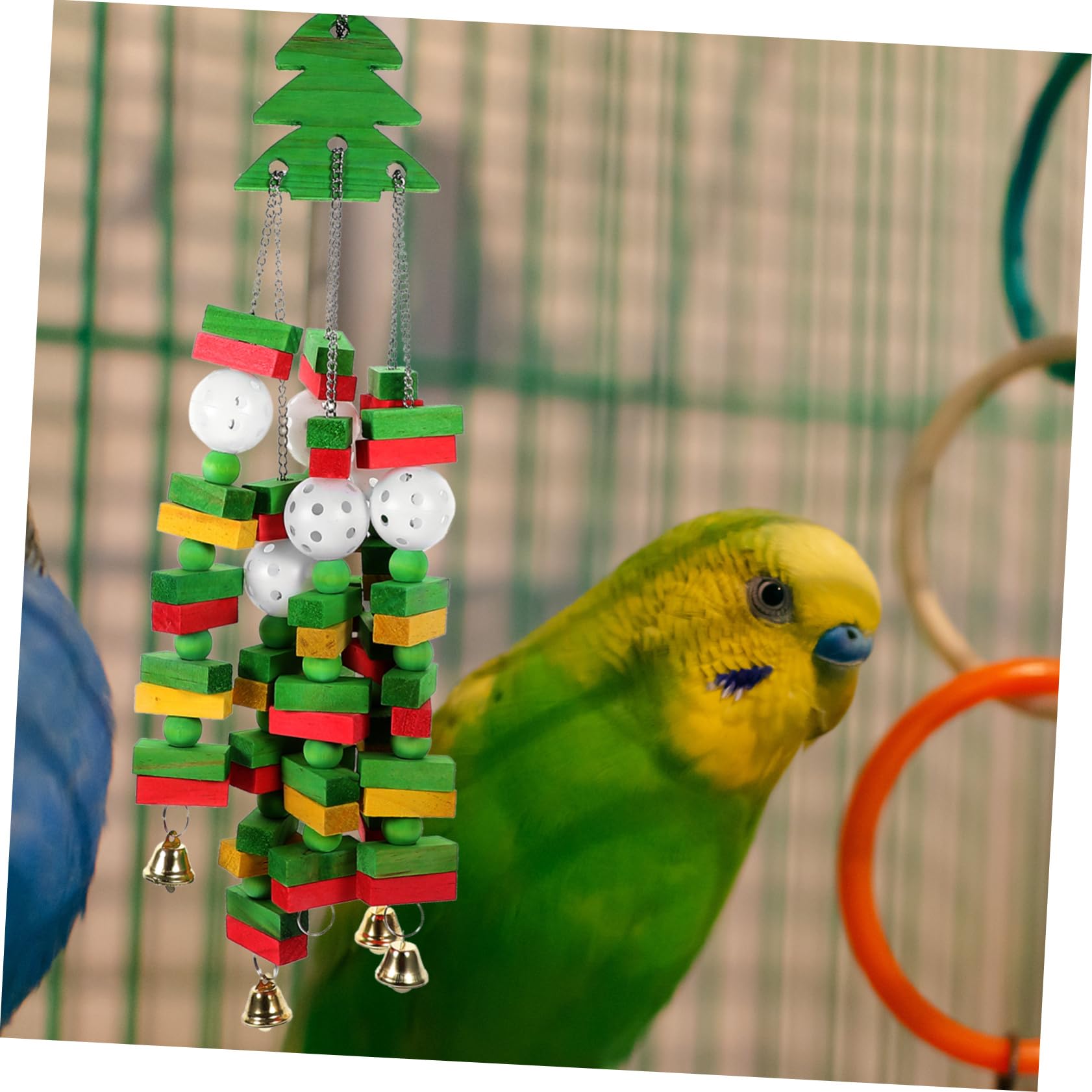 à mâcher Perroquet Oiseaux cacatoès Jouets Cage volière d'oiseau délicat à mâcher Oiseau de Noël Perroquet à Suspendre de Dentition Perroquet en Bois