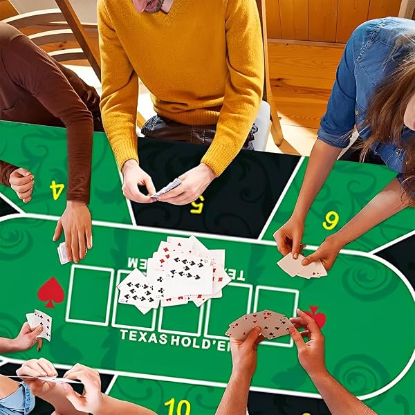 Tappetino Da Gioco Per Tavolo Poker, Dotato Di Sacca Di Stoccaggio, Per Texas Hold'Em Poker Black Jack Roulette, Poker Verde 60 X 120 cm - 4