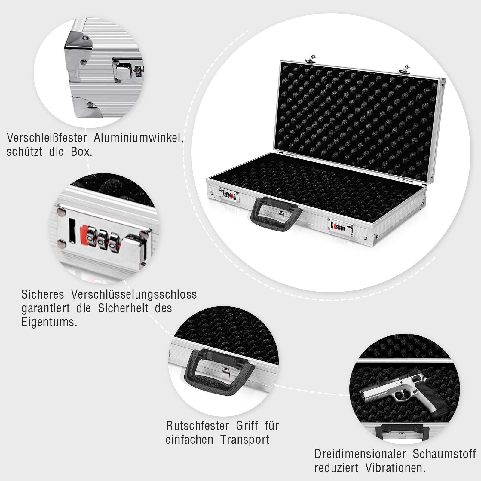 GOPLUS Waffenkoffer aus ABS, Gewehrkoffer Gewehrtasche Waffenfutteral Munitionskoffer Pistolenkoffer Jagdkoffer Flintenkoffer