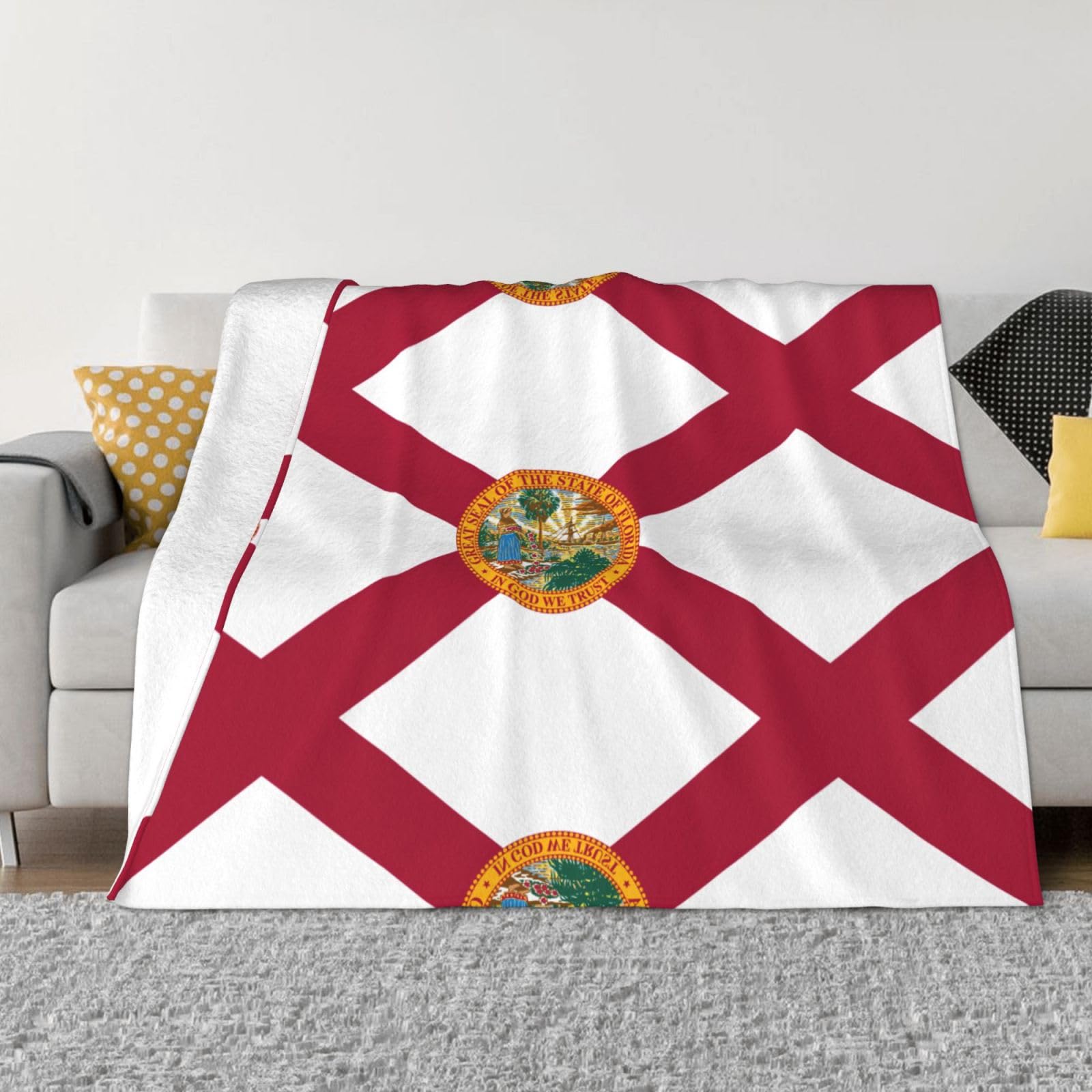 Couverture micro-polaire drapeau Floride plaid flanelle lit canapé