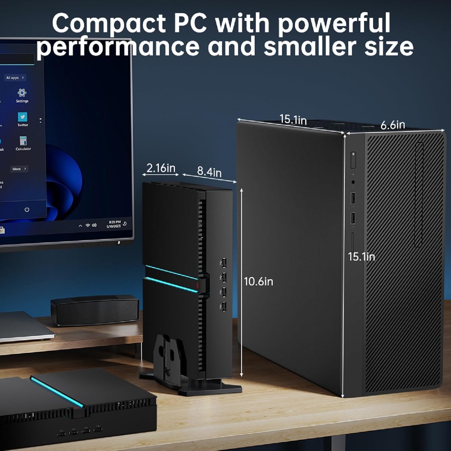 Mini Gaming PC i9-13900F with GeForce RTX4070, 64G DDR5 RAM 2T SSD Game Desktop Computer, Windows 11 Pro, WiFi6E BT5.3, Optical, 1* HDMI 3* DP, 8K, Four Display for Gaming/Design - Image 6