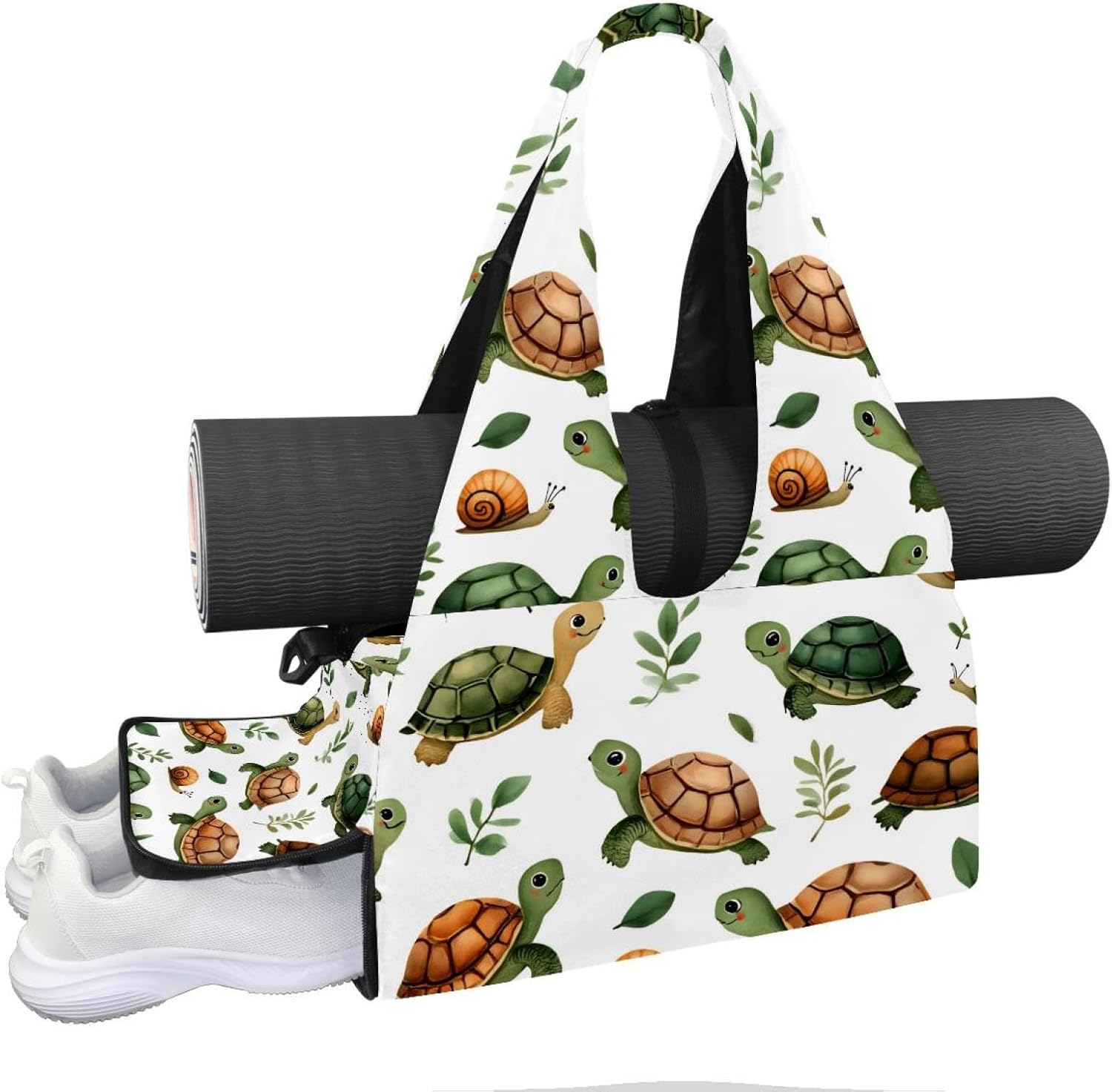 Yoga Mat Bag, Gym Workout Bag with Shoe Compartment, Sea Turtles Pilates Bag for Women, Quick Access Storage Yoga Tote Bag for Sports Travel Office