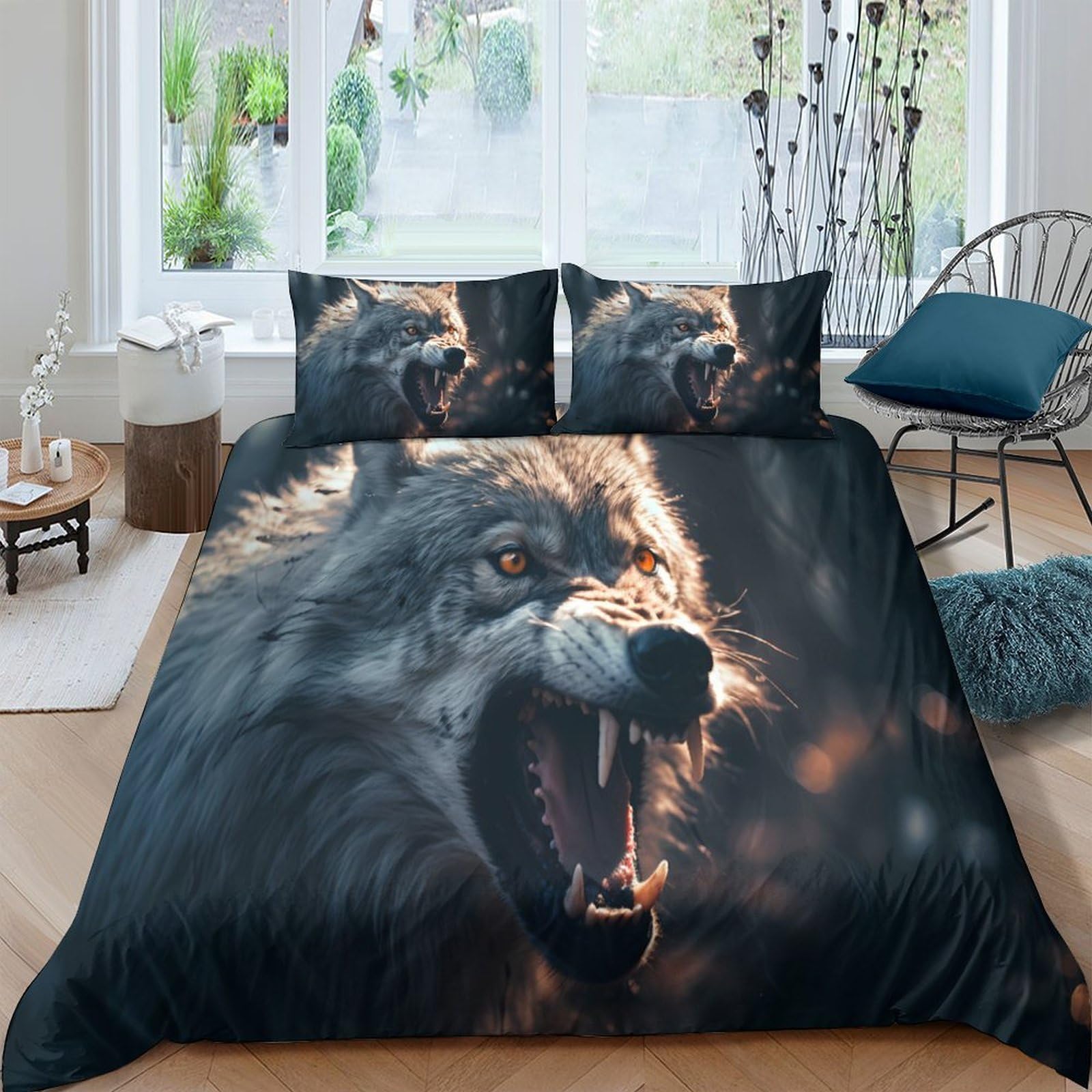 Ctjqhvkz Style-6 3D Printed Wolf Roaring Fitted Sheet Microfiber Soft Breathable Dark Forest Bed Sheet For Bedroom Guest Room Decor Single（135X200cm）