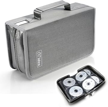 CCidea CD Case DVD Storage Holder, 128 Capacity DVD Cases Organizer CD Plastic Protective Carrying Binder,Portable Cd Wallet for Home Travel Gray