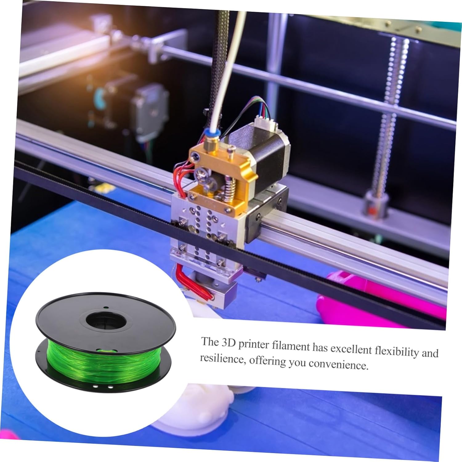 TPU Filament Flexible Printer Filament Transparent Green Durable Printing Material Compatible with Printers Random Color