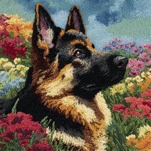 Henypt Latch Hook Kits-C Diy Latch Hook Pillow Cover Kits Flowers And Dogs