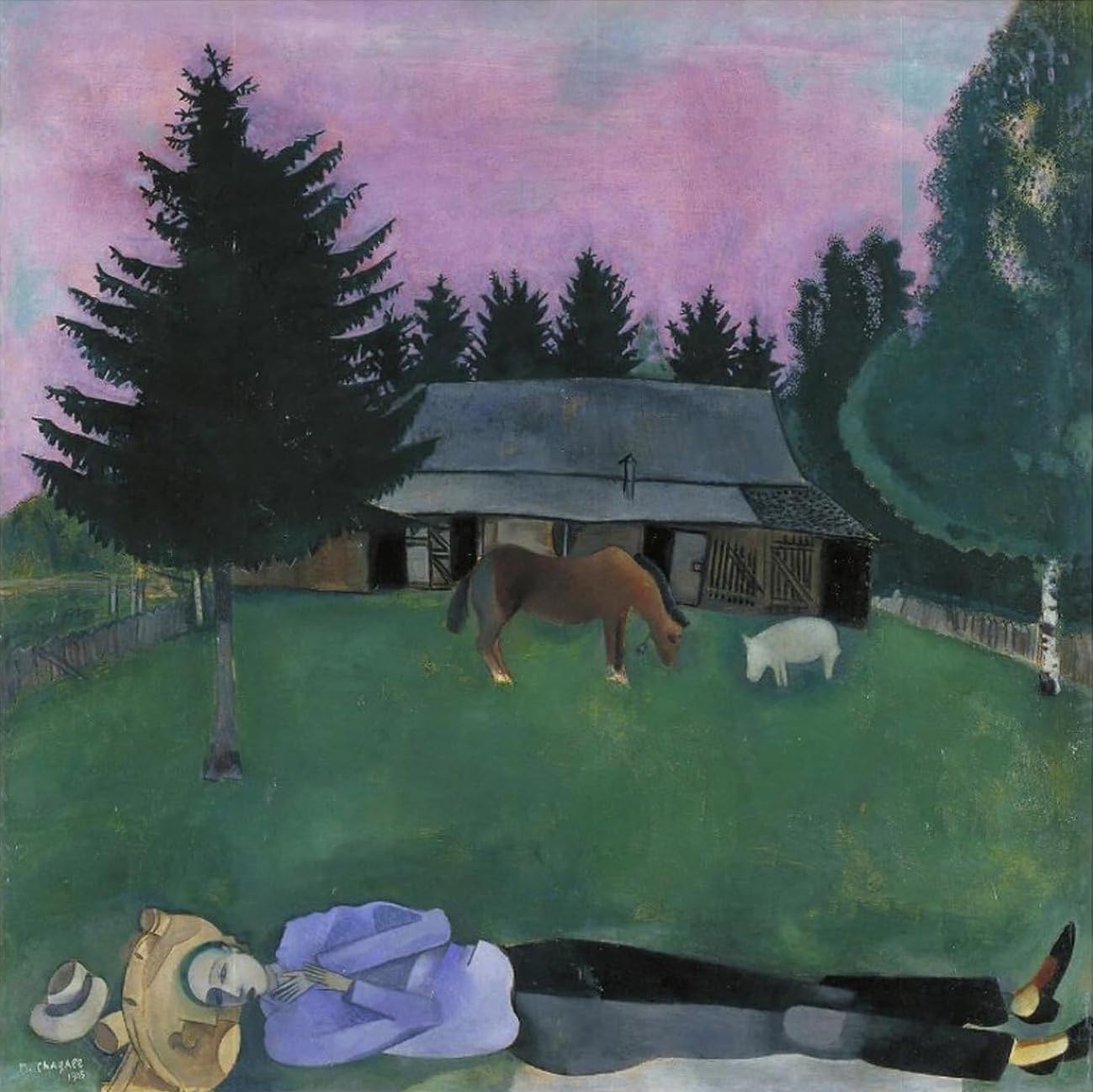 Impression toile Marc Chagall décoration murale sans reflets 58cm