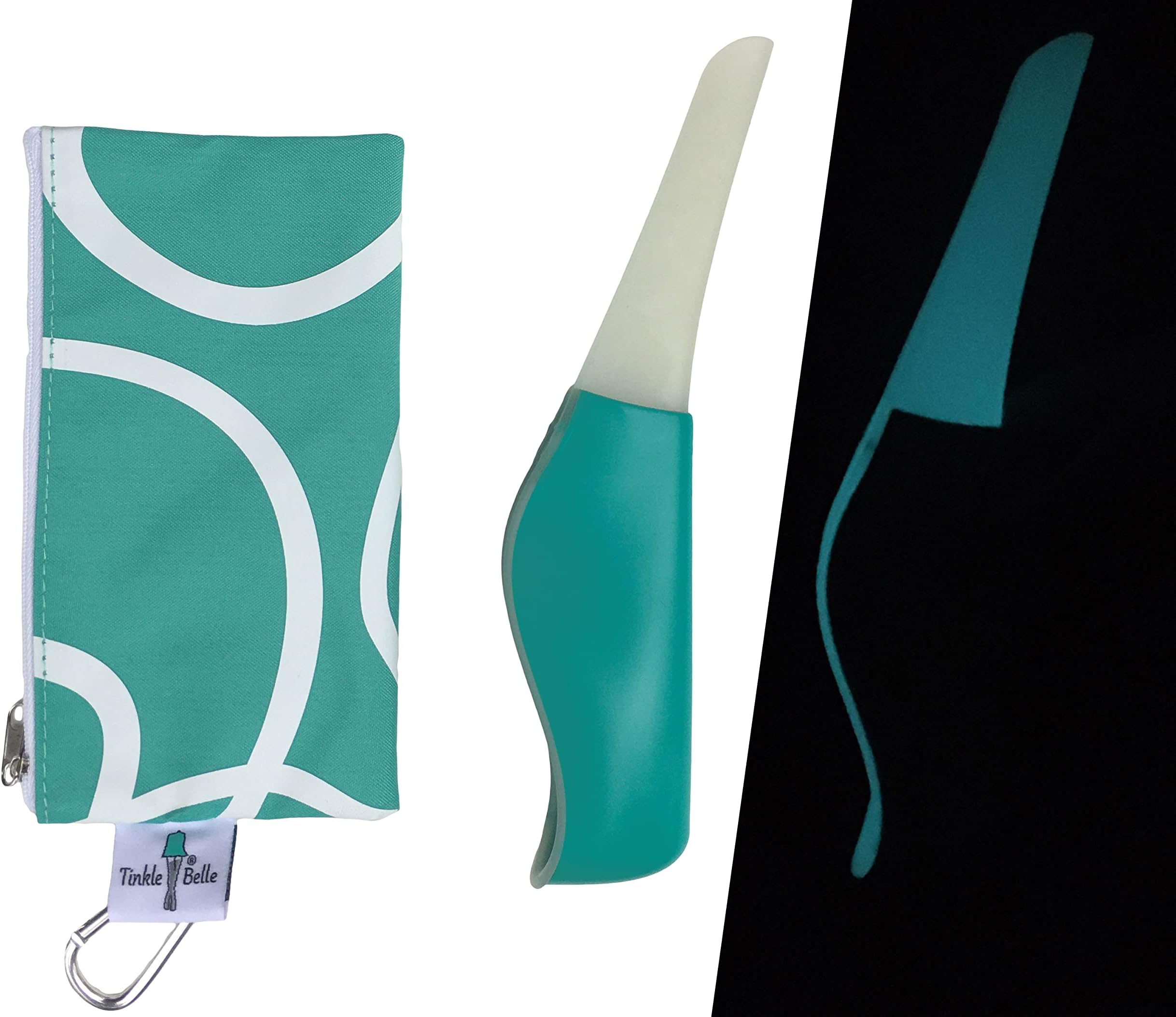 Glow in The Dark Tinkle Belle Female Urination Device | Portable Urinal with Case! Stand to Pee While Staying Fully Clothed! Easy, Reusable for Hiking/Camping/Travel/Concerts/Festivals/Dirty Toilets