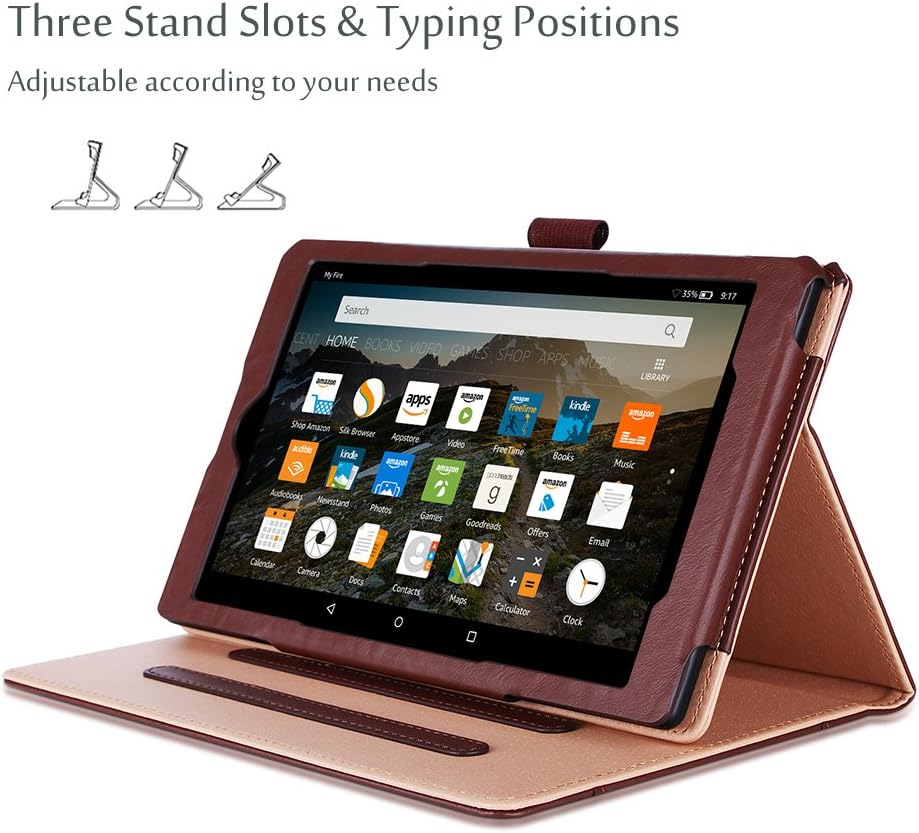 ProCase All-New HD 8 Case (2016 6th Generation), Stand Folio Folding Protective Cover for Fire HD 8 Tablet (6th Gen, 2016 Release) -Brown
