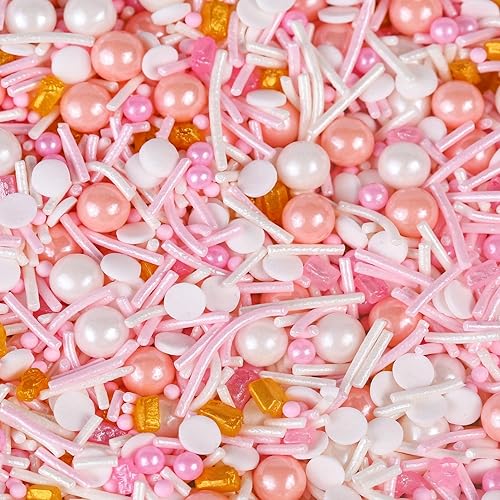 Miniatura 6 de Cobakey Espray para decoración de pasteles, adornos de chispas de oro rosa, decoraciones de pasteles comestibles, chispas rosas para cupcakes,