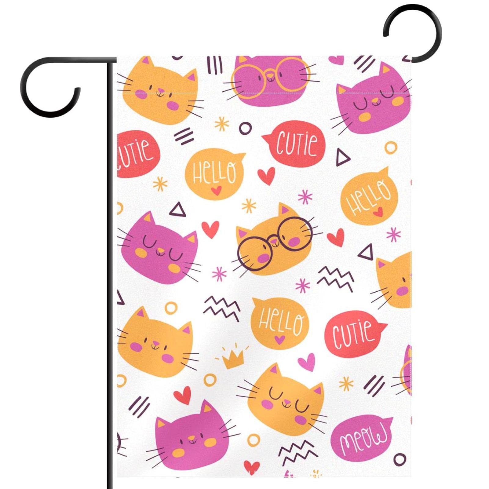 Drapeau de bienvenue chat avec impression double face haute définition pour jardin - 7
