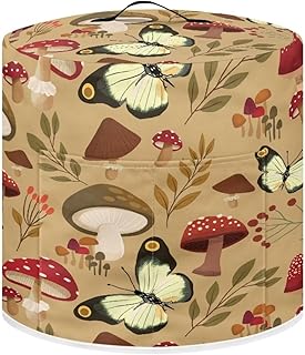 DISNIMO Art Mushroom Pressure Cooker Cover for Women Dust-proof Cover for Rice Cooker Air Fryer Kitchen Appliance Covers with Top Handle and Pocket Home Kitchen Decor