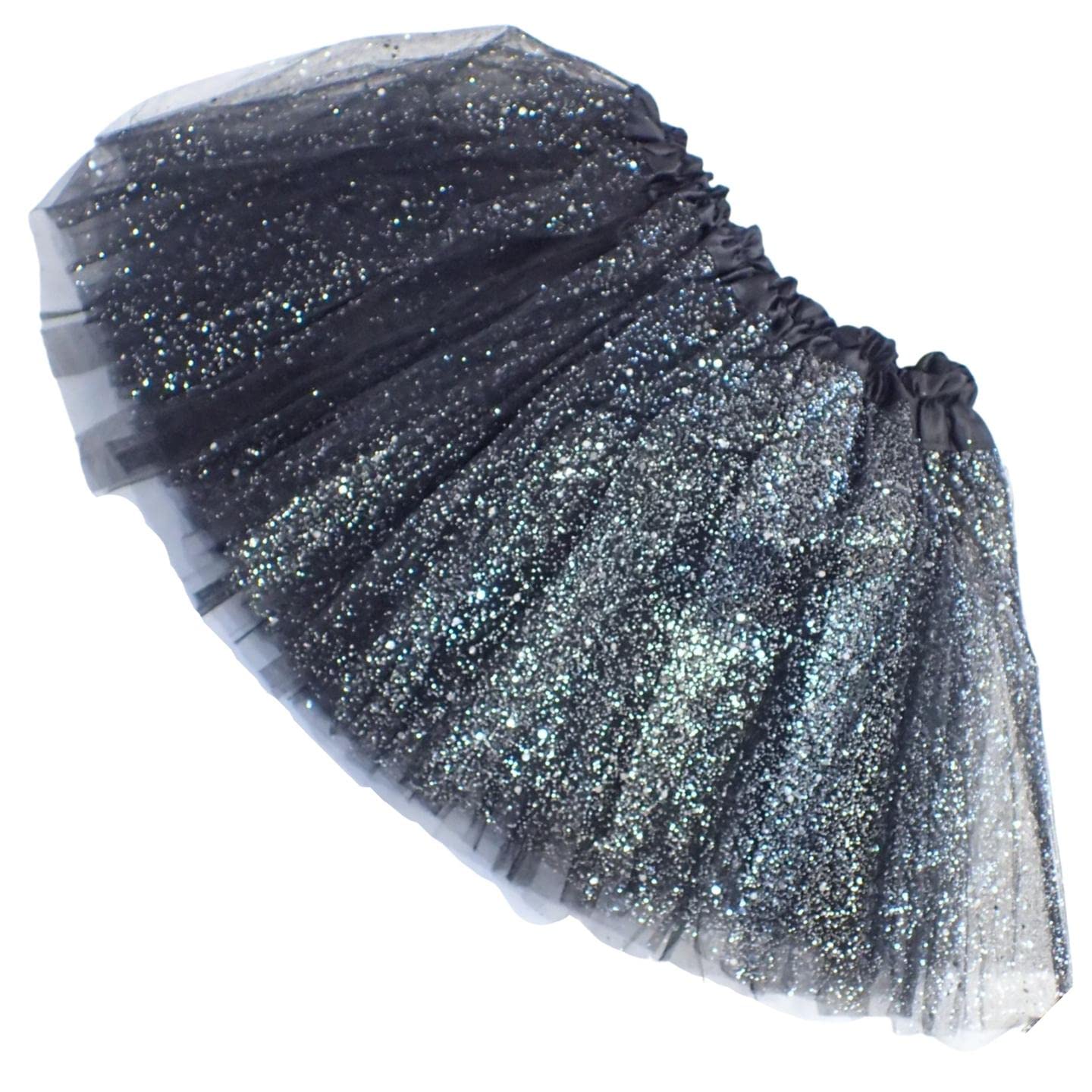 Topkids Accessories Girls Sparkly Black Sparkly & Coloured Tutu For Kids, Cute Ballet Costume Tutu Skirt For Dance, Halloween Underskirt, Sparkles Petticoat Skirts Tutus Fairy Costume Skirt (Sparkly Black)
