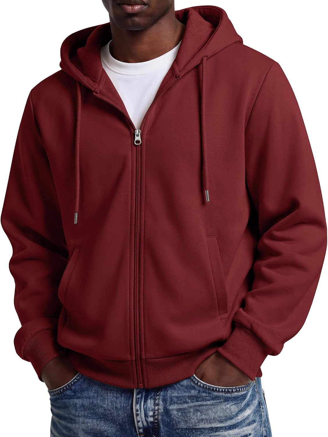 COOFANDY Men Full Zip Hoodie Fleece Zipper Sweatshirt Casual Hooded Jacket