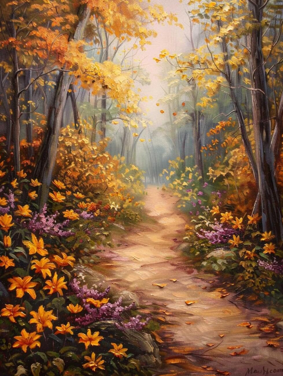 RKFLGEW DIY Embroidery Beads Set Autumn Forests 40x50cm