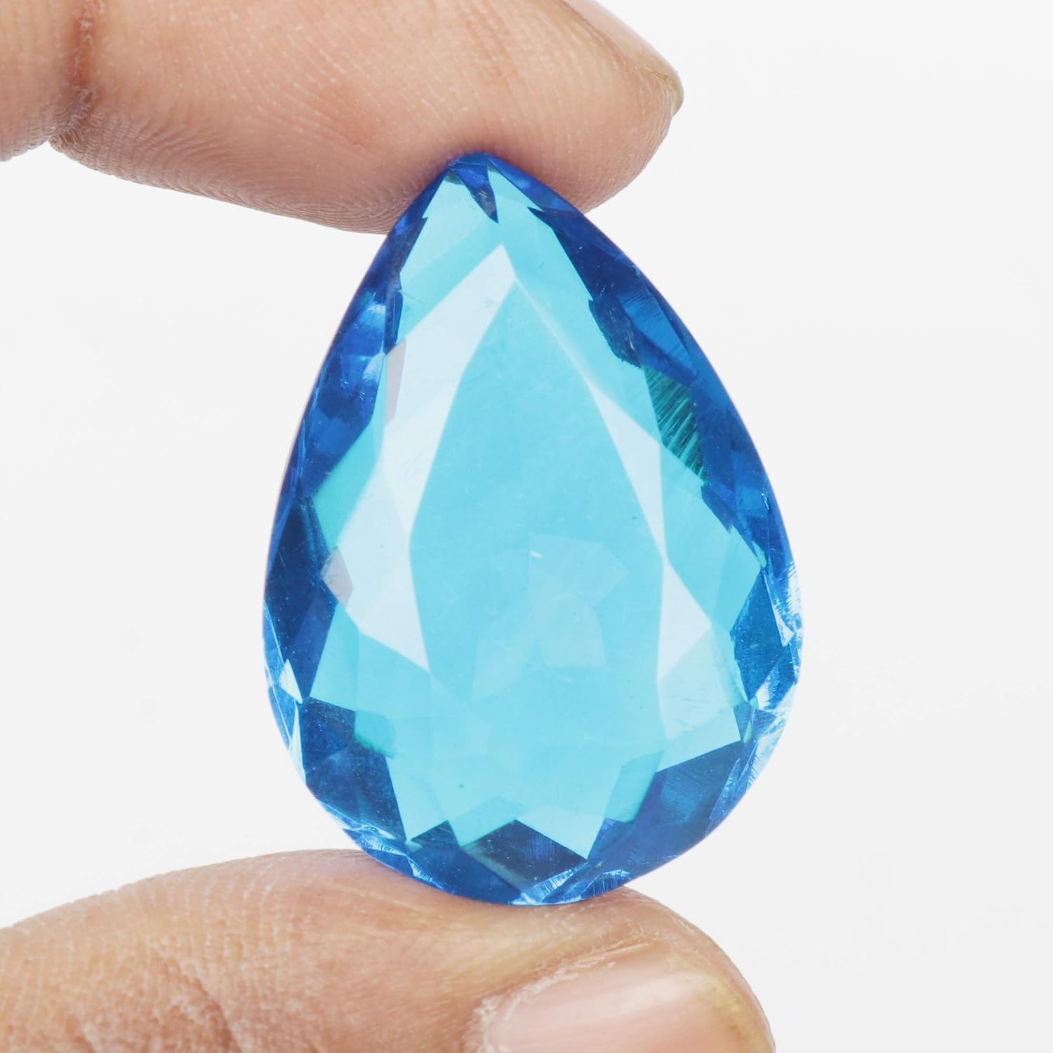 REAL-GEMS Natural Blue Topaz Loose Gemstone 52.45 Carat Certified Pear Cut Faceted Stone For Jewelry Making And Collectors