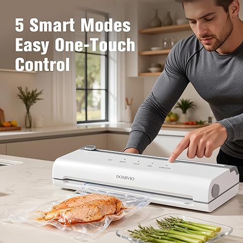 Miniatura 3 de Máquina selladora al vacío para alimentos, sellador al vacío de alimentos de succión fuerte de 65 KPa con cortador, modos secos y húmedos, sellador