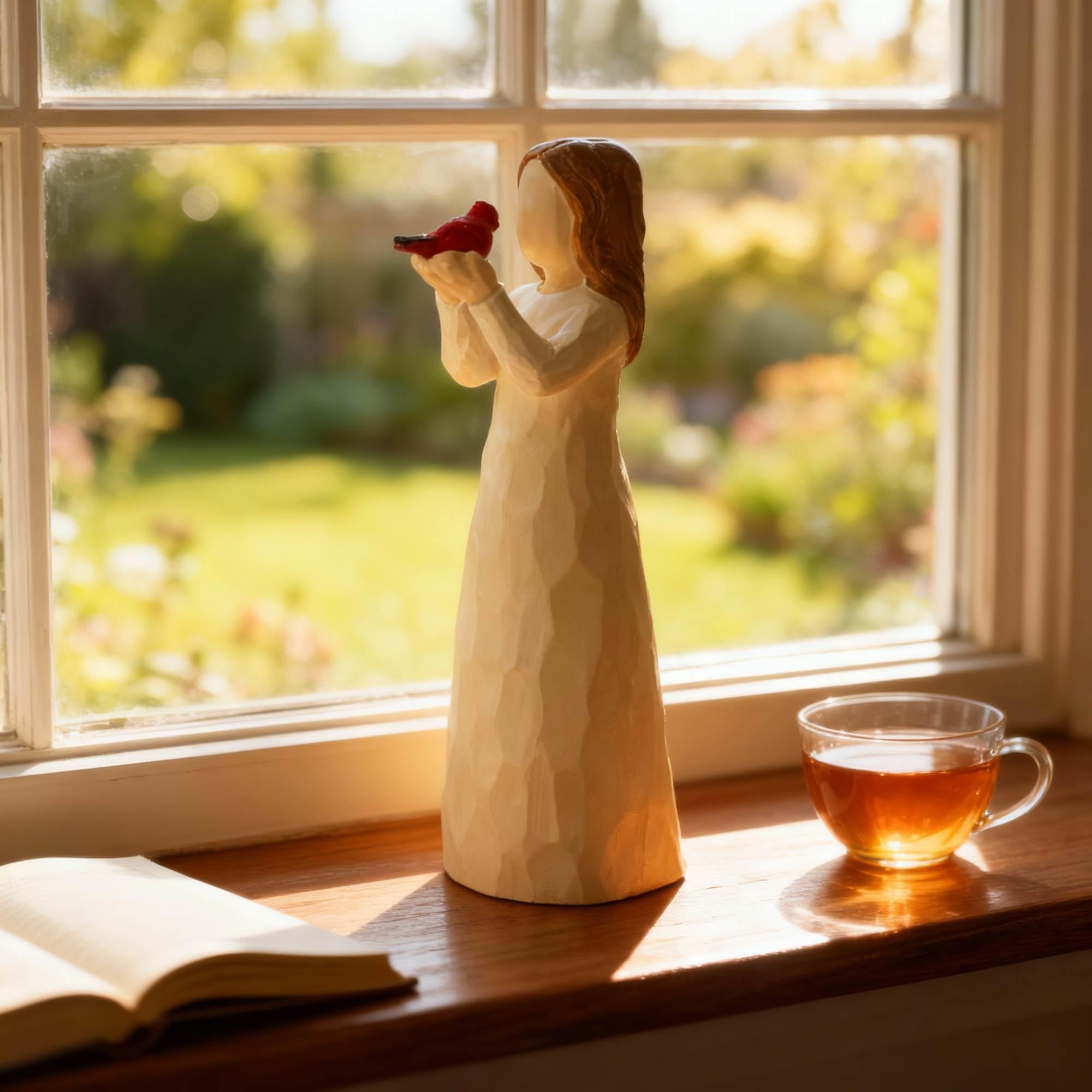 Angel Cardinal Figurines Gift for Women, Messenger, Sympathy Gifts for Loss of Loved One, Sculpted Hand-Painted Figure Statue Home Decor