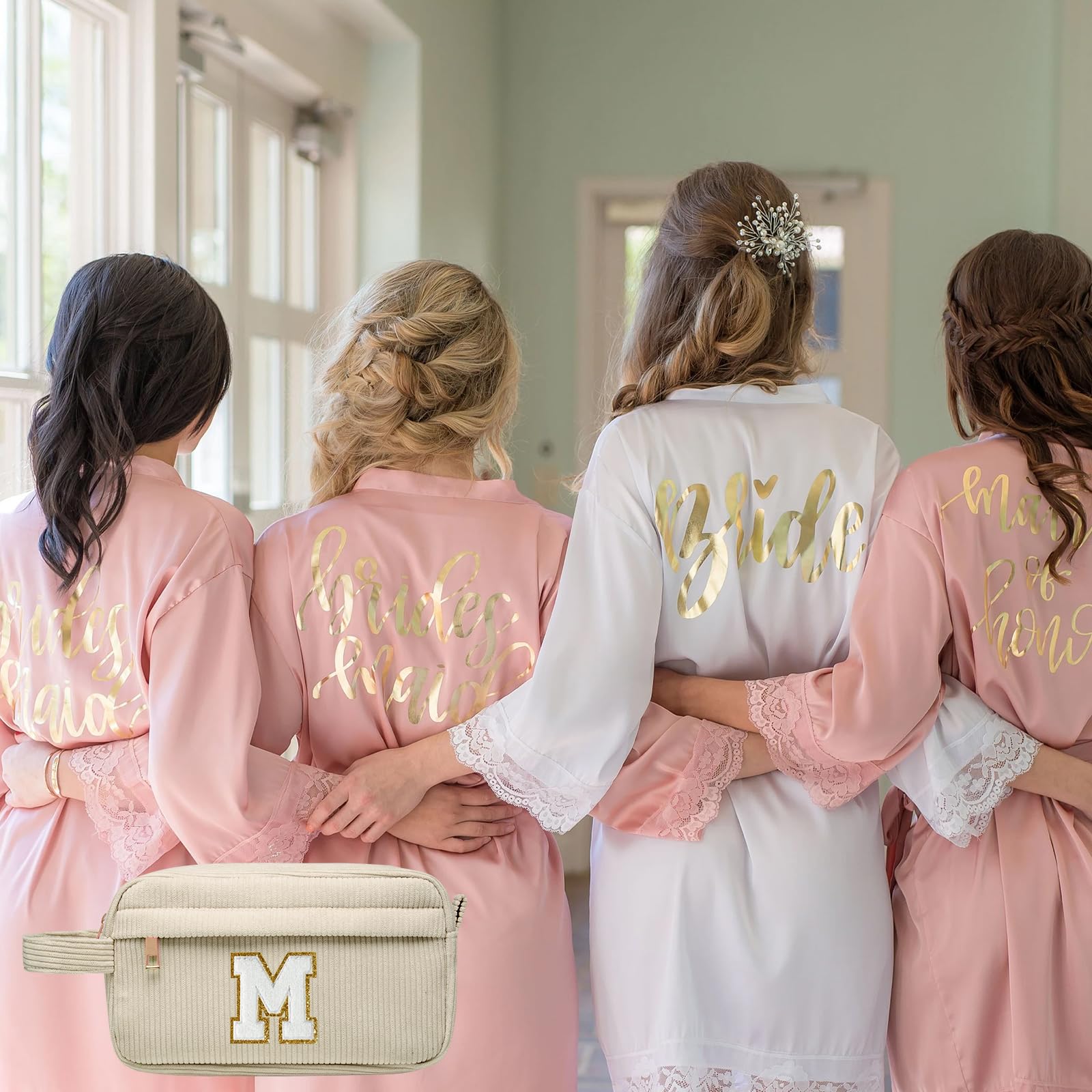 Neceser Maquillaje Mujer Personalizado Inicial, Bolsa de Cosméticos de Viaje, Gran Capacidad Neceser de Maquillaje de Pana, Regalo Cumpleaños Navidad para Mujeres Novias Mejores Amigas, Beige S — view 6