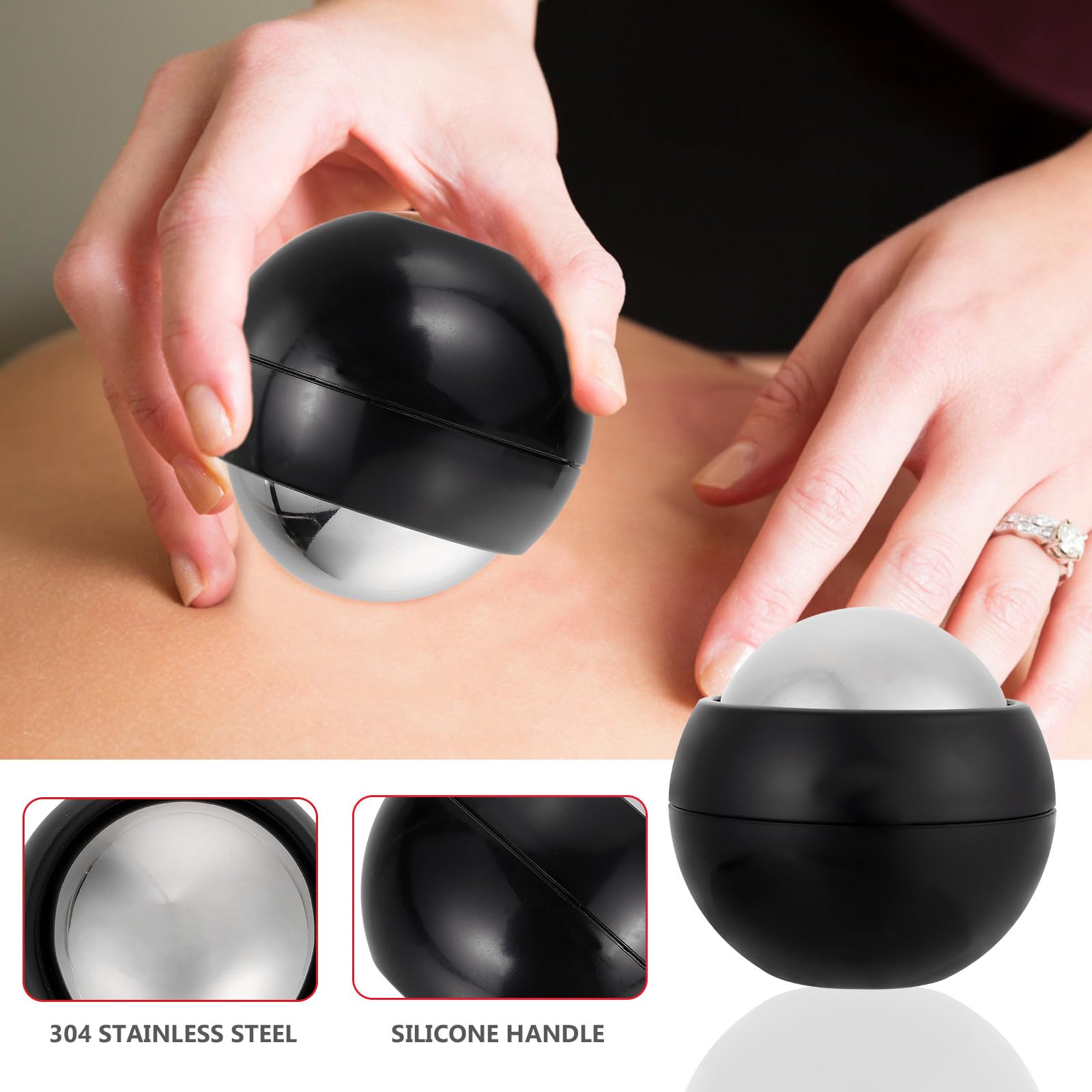 Homoyoyo Rodillo de Masaje Muscular Bola de Acero Inoxidable y Diseño Ergonómico para Yoga y Fitness Función de Compresa Fría para Alivio Lumbar