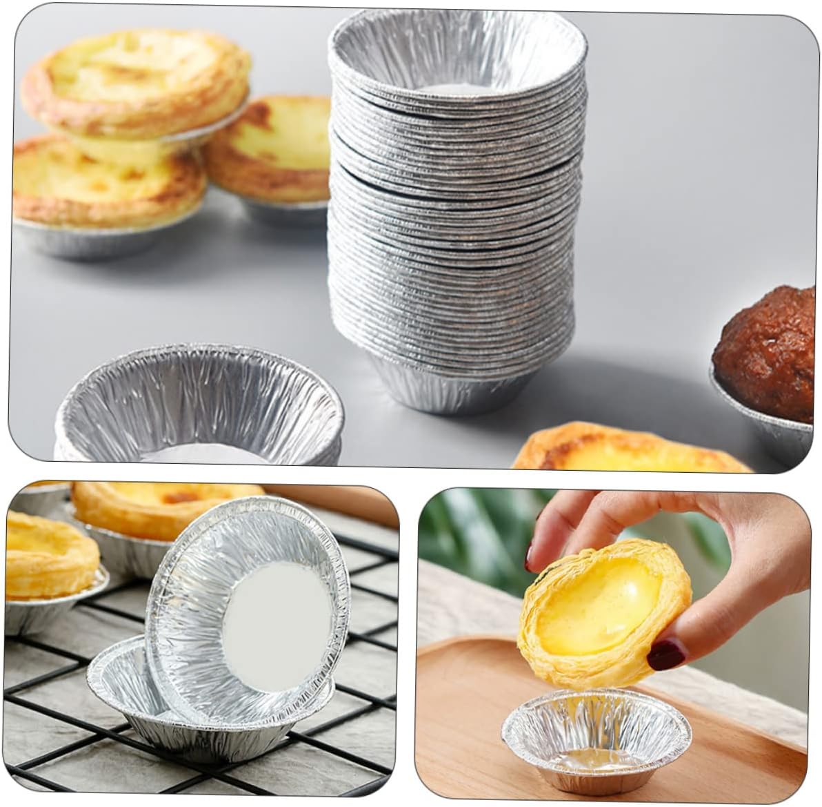 Baking Mold,Cake Pans 100pcs Egg Tart Baking Molds Non-stick Design Easy to Use Great for Egg Tart Jelly Pudding Cookie Muffin(100pcs)