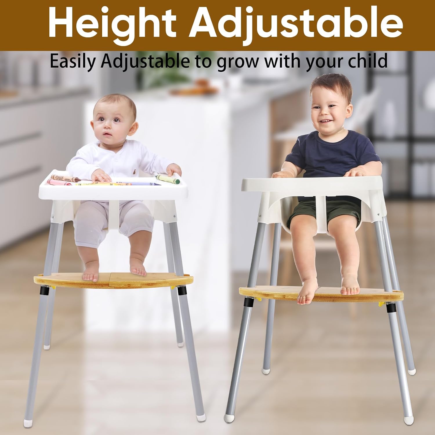 Baby Bamboo High Chair Accessories Compatible with Antilop IKEA Footrest, Adjustable Foot Rest