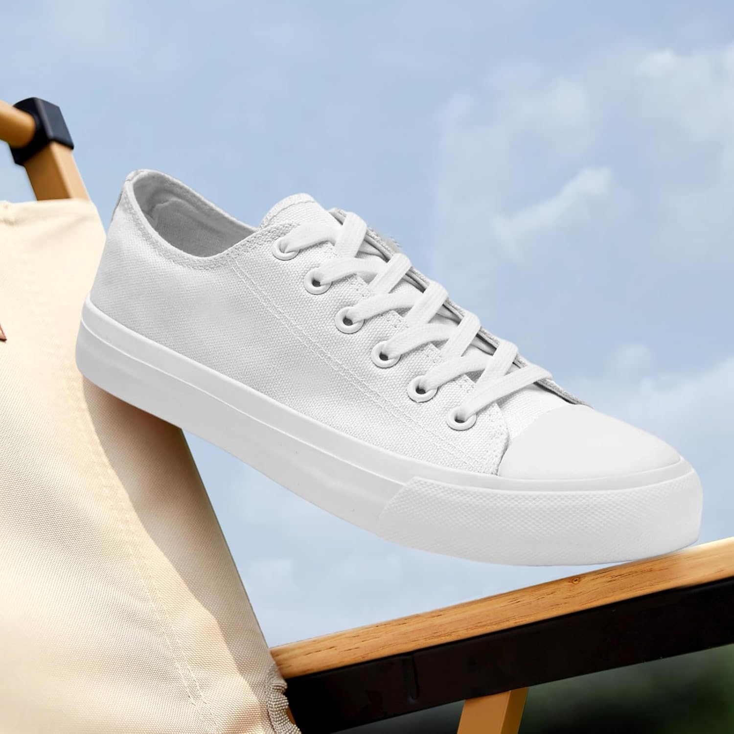 rosyclo Canvas Shoes for Women and Men, Low Top Canvas Sneakers Fashion Lace Up Comfortable Womens Classic Casual Tennis Walking Shoes - Image 2