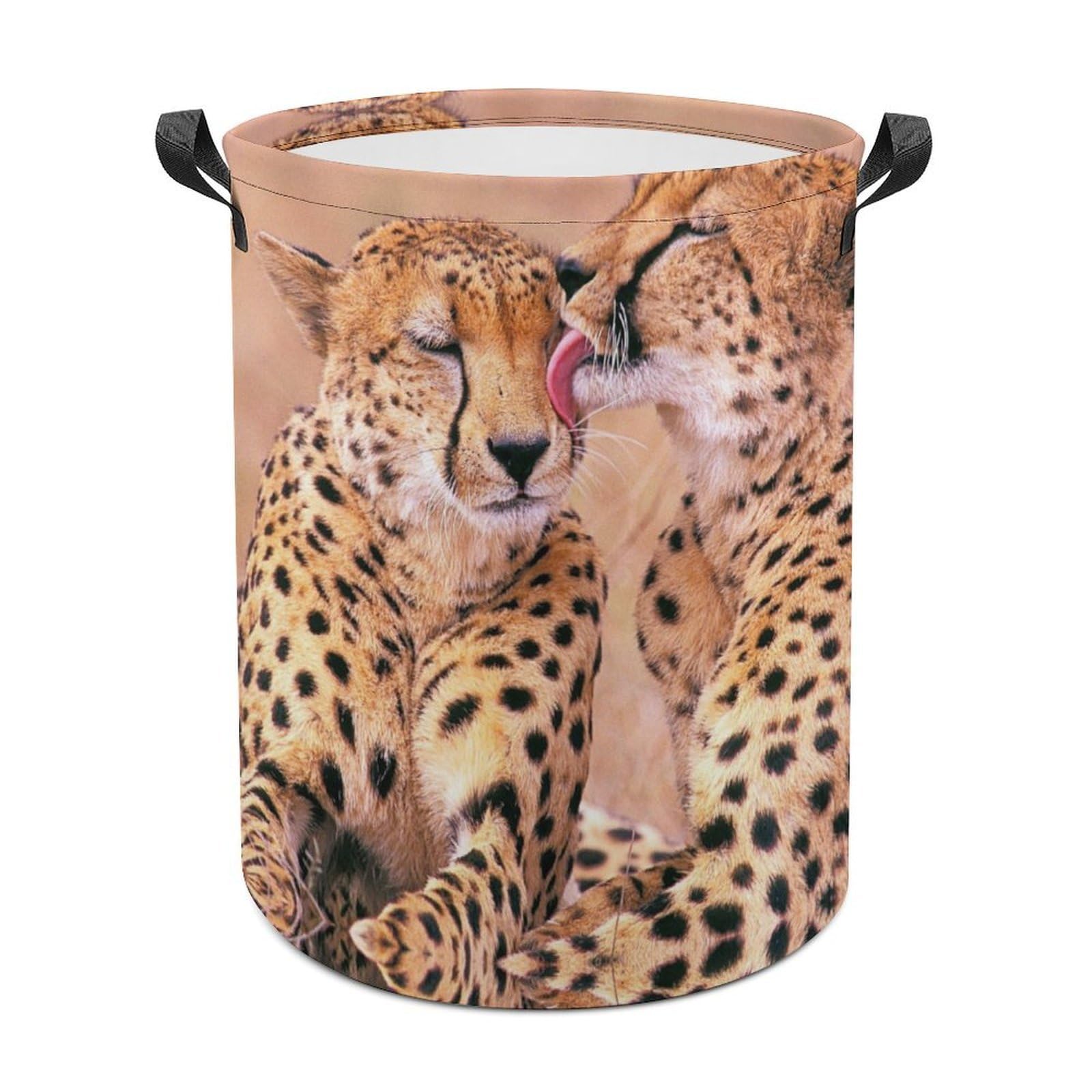 Wlntrophic Laundry Hamper, Cheetah Couple Laundry Basket, Washing Basket with Handle