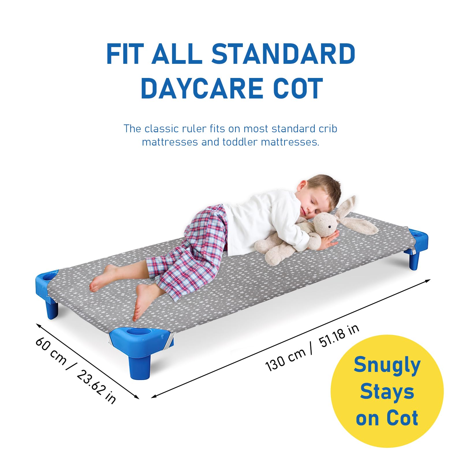 12er Set Spannbettlaken 60x130 cm für Kindergartenbett/Kita, Bettlaken mit elastischen Eckschlaufen, atmungsaktiv, Sternmuster Grau, für Jungen & Mädchen,Baumwolle