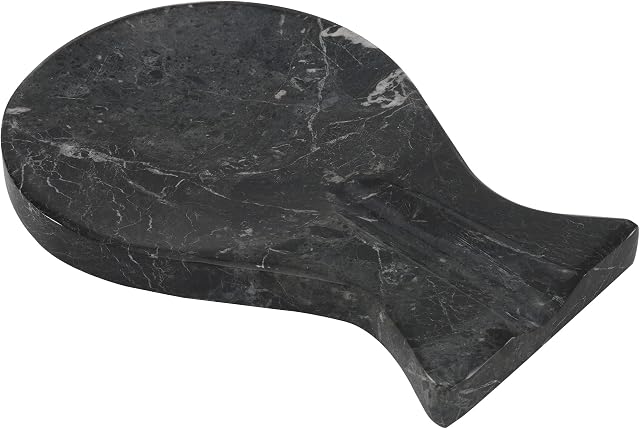RADICALn Spoon Rest Handmade Marble Black Spatula Fork Ladle Utensil Rest - Non Wood Non Metal Cooking Spoon Organizer - Stove Top Chef Kitchen Tool Spoon Holder (Black)