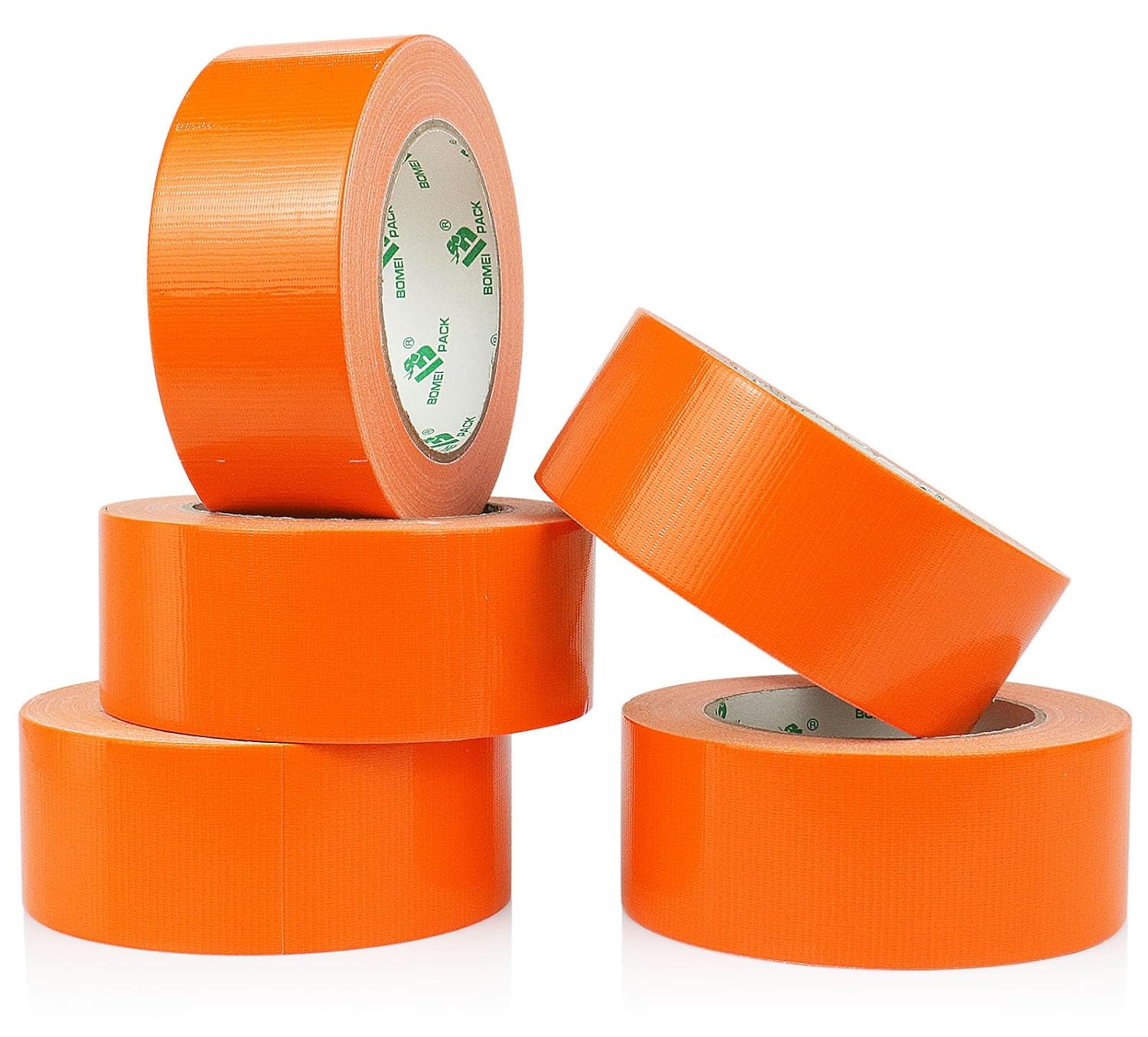BOMEI PACK Orange Duct Tape, 5Rolls Heavy Duty Strong Industrial Color Duct Tape 9.0mil x 1.88inch x 30yds for Packing and Repairing