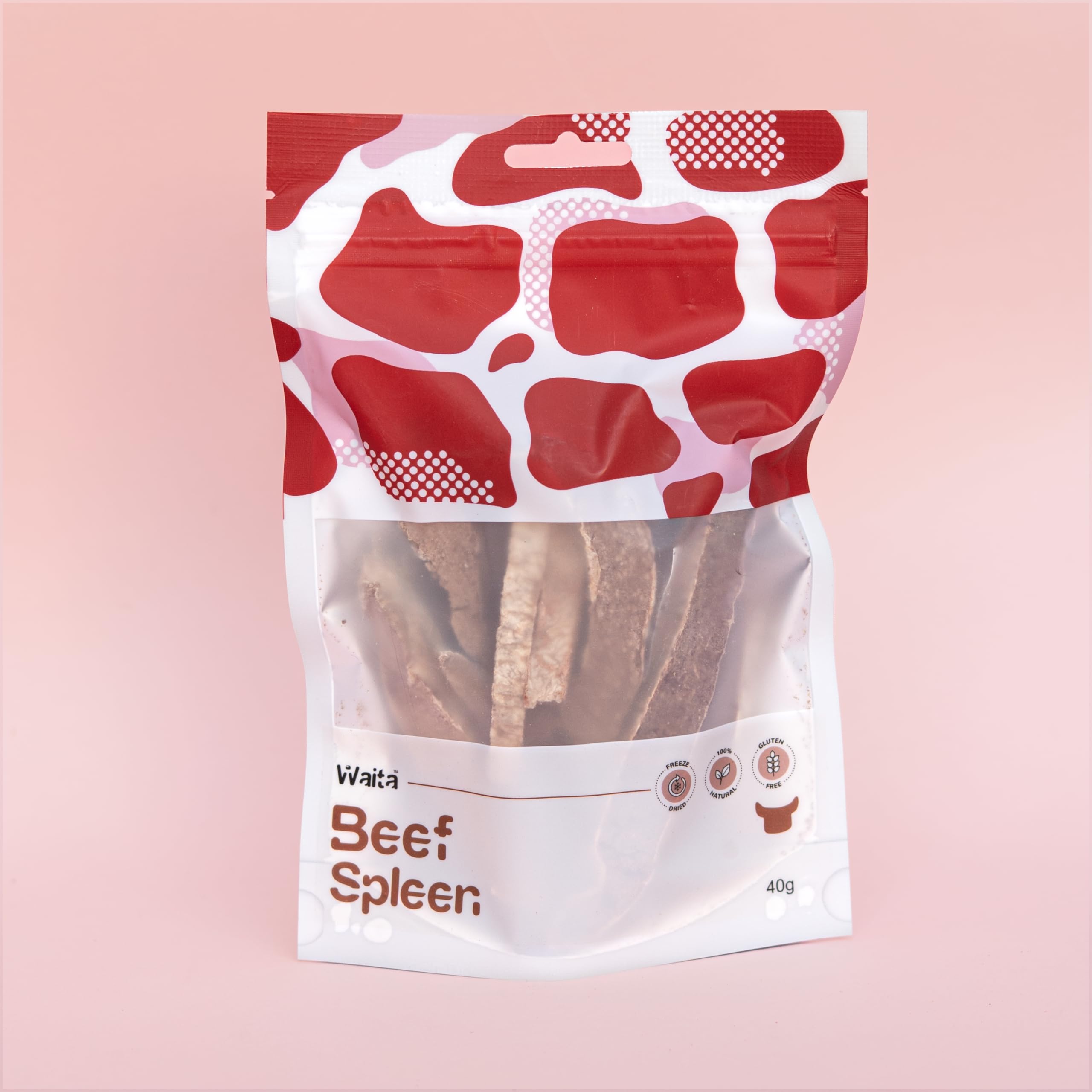 Waita Freeze Dried Beef Spleen Dog Treats & Cat Treats 5 x 40g | 100% Beef Spleen | High Protein Natural Grain Free Treats | Single Ingredient Training Rewards & Meal Topper