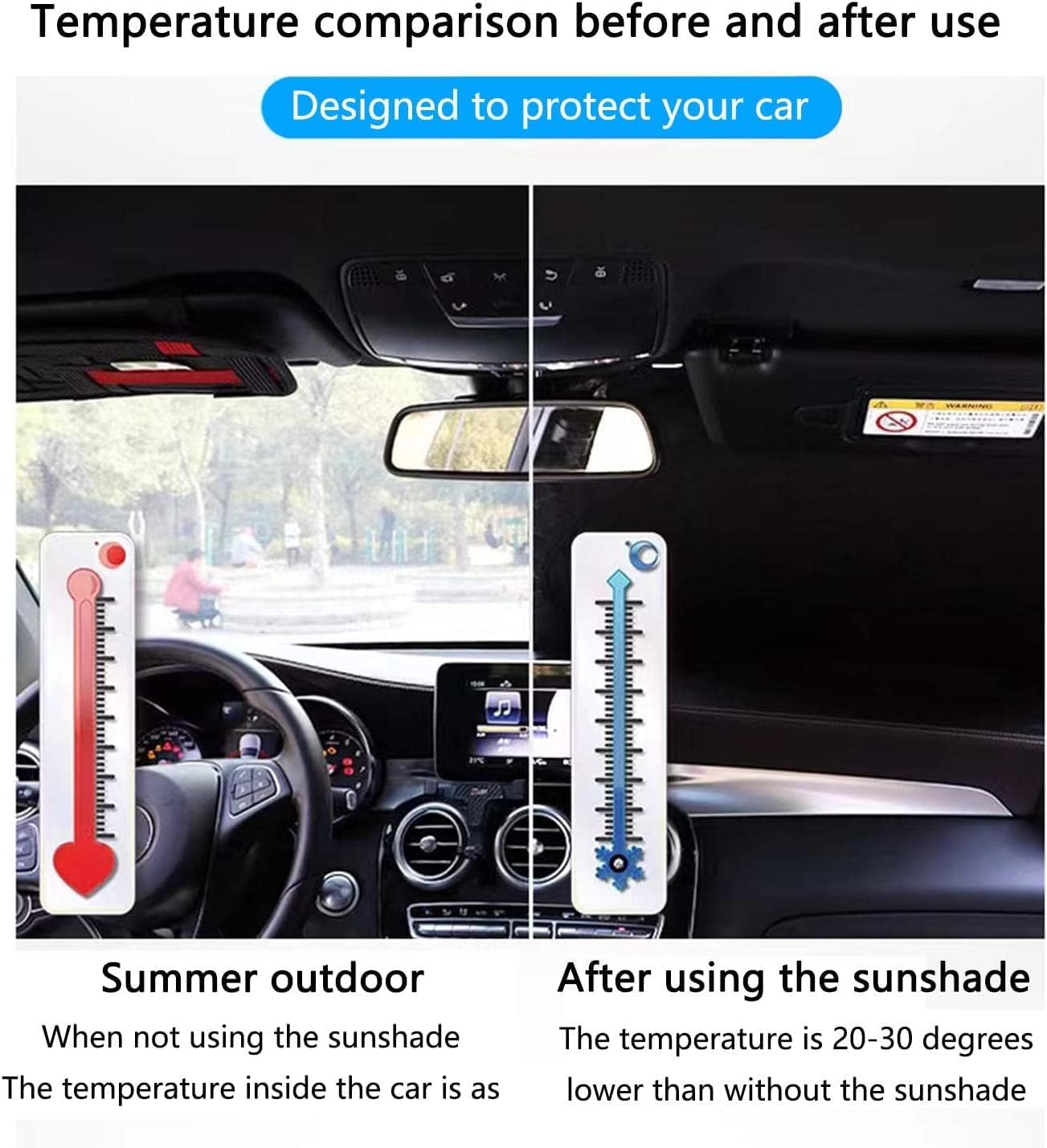 Parasole Auto Parabrezza Interno per VW Tiguan 2017-2023, Ombrello Parasole Parabrezza Anteriore Protezione UV e Isolamento Termico Parasole Auto Pieghevole,140 * 79cm