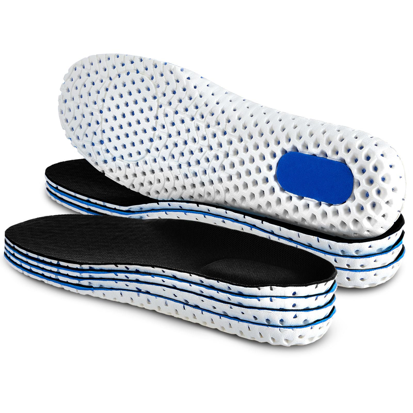 Unittype 4 Pairs Shoe Inserts for Men Women Memory Foam Insoles Shock Absorbing Breathable Replacement Insoles for Work Boots Running Sports Shoes