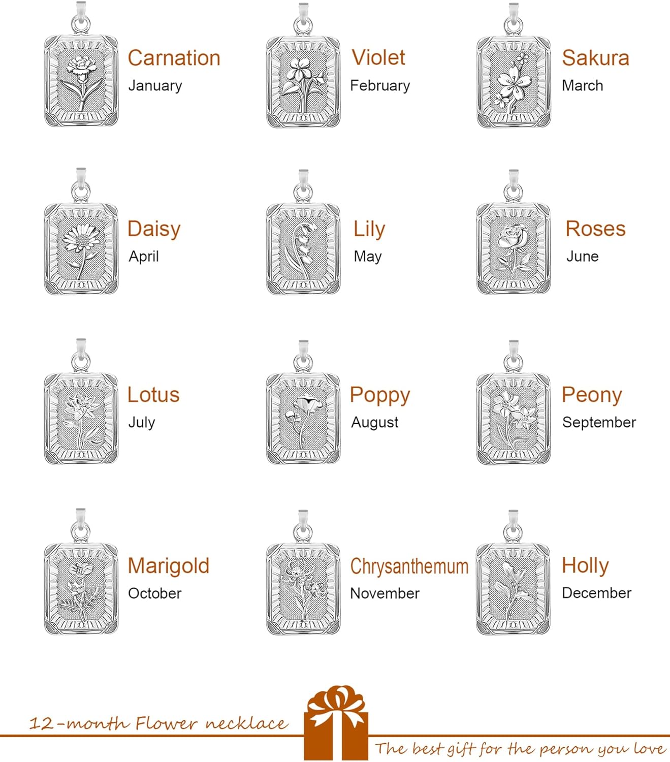 MJartoria Layered Necklaces for Women Trendy, 14K Gold Plated Brass Simple Star Choker Square Birth Flower Necklace, Paperclip Chain Necklaces Jewelry Gifts - Image 7