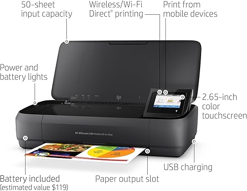 Miniatura 2 de Impresora móvil todo en uno HP Officejet 250 cz992a Negro