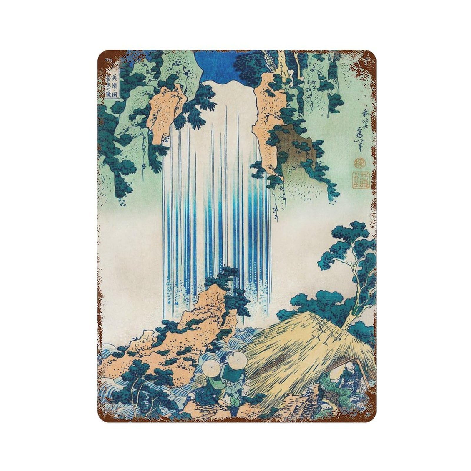 xiaoxiaoshen Katsushika Hokusai's Retirement Waterfall Wall Decor Art Metal Tin Poster Modern Home Decor Art Home Bar Shop Decorations Vintage Sign 40x30cm