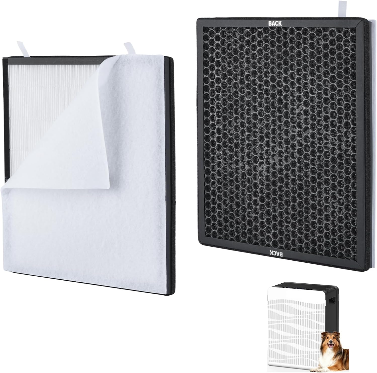 2 Pack C300 Filter Replacement Compatible with MOOKA C300 Air Purifier for Home Large Room 2800 Ft², 2 HEPA Filters and 4 Washable PreFilters for Bedroom, Dorm Room, Office - Image 3