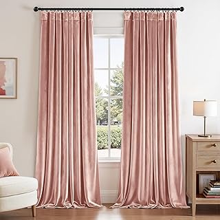 ANRODUO Light Pink Velvet Curtains 84 Inches Long Blackout Thermal Insul...