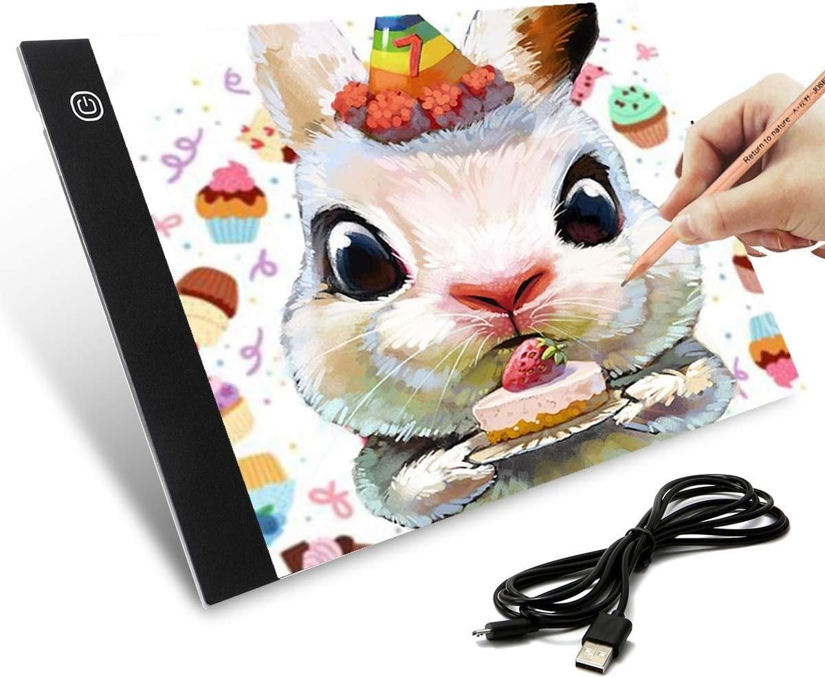 A4 Tracing Light Pad, Ultra-Thin Portable LED Light Board Tracer USB Power, LED Artcraft Tracing Light Table for 5D DIY Diamond Painting, Drawing, Sketching, Animation