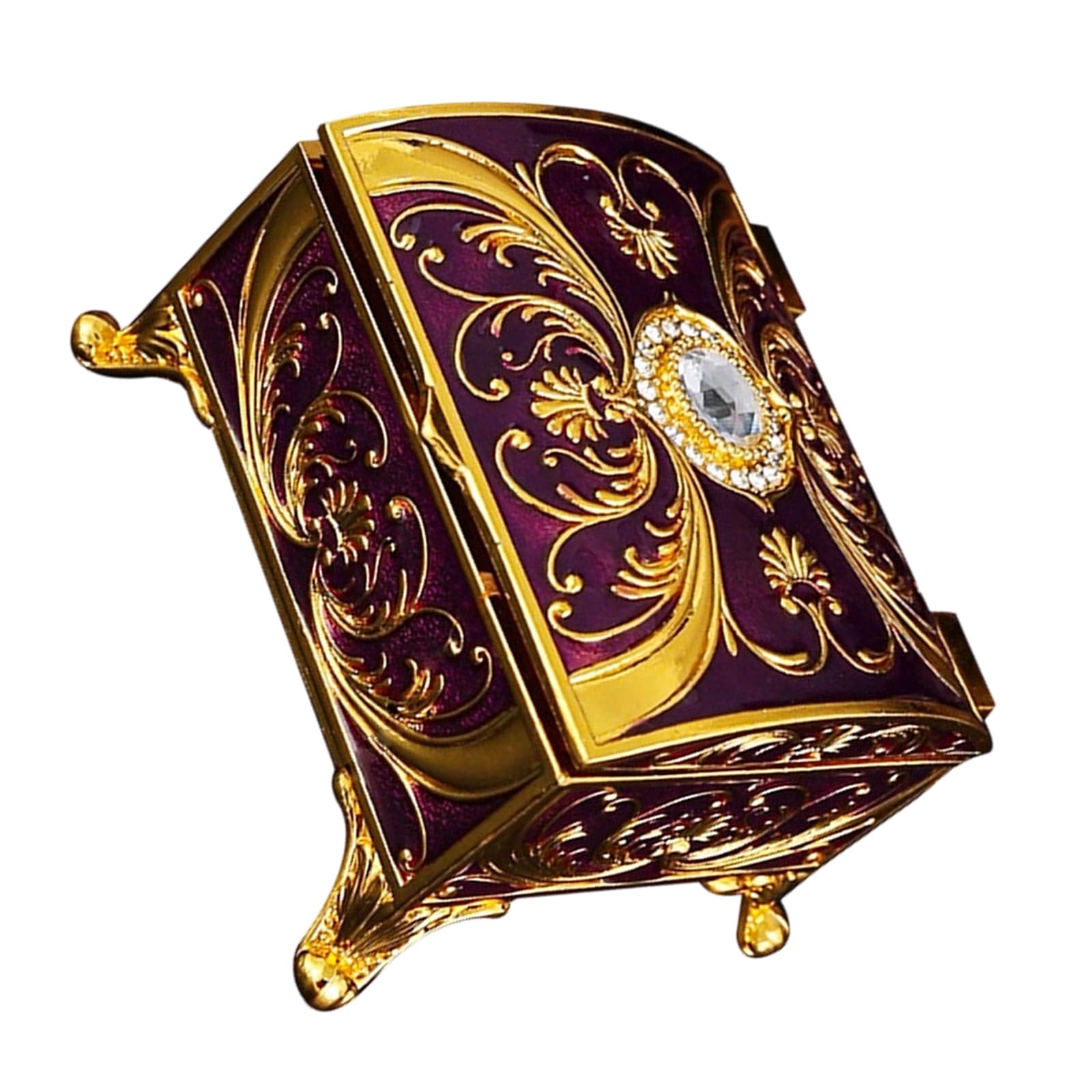 Kaeltsyn Sturdy Alloy Jewelry Storage Box Featuring Enameled Floral Pattern Old Jewelry Storage