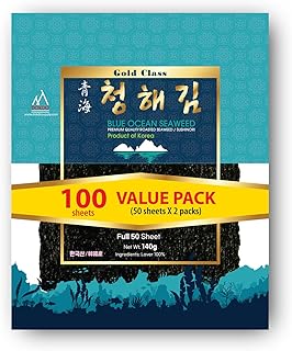 Blue Ocean Sushi Nori Seaweed Sheets Full Sheets 100 sheets 280Gram(2-pa...