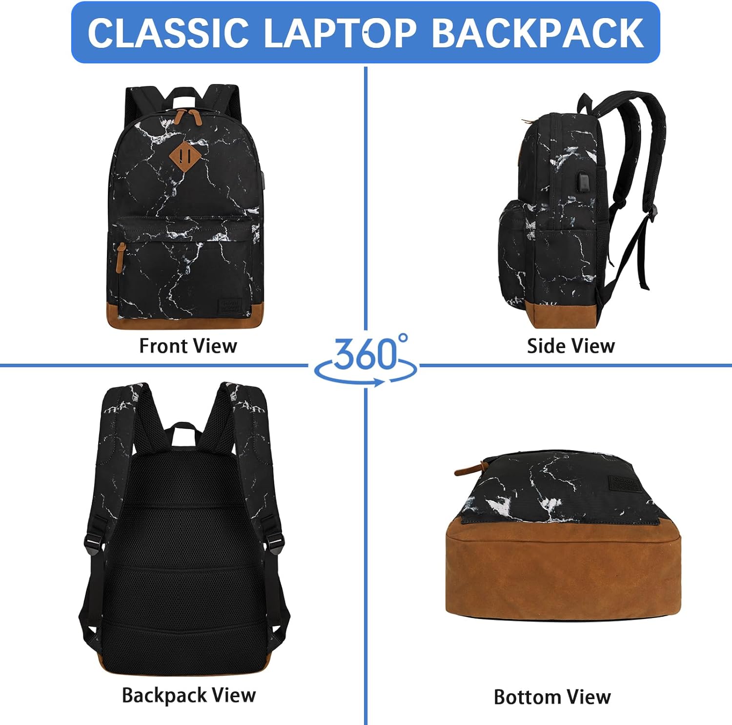 Goloni Backpack for Men Women,Travel Laptop Backpack, Water Resistant 17.3 Inch USB Charging Backpack, Large Capacity Work Commute Bag