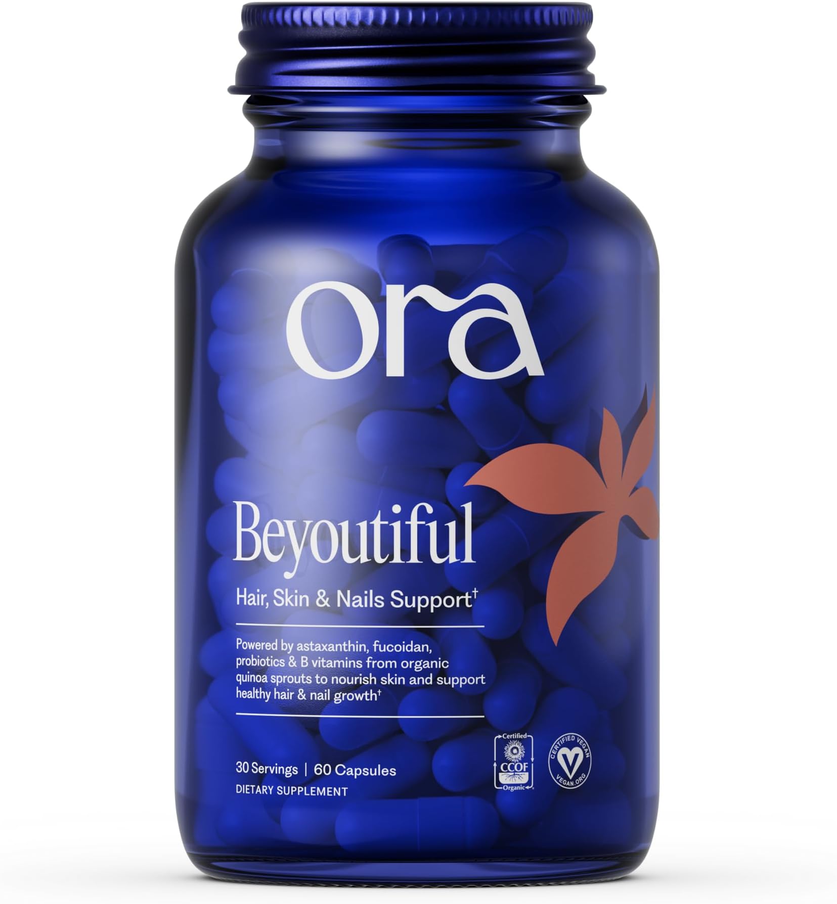 Hair, Skin, and Nails Support- Beyoutiful - Beauty Supplement with B Vitamins and Biotin for Healthy Hair, Niacin for Skin Health - 60 Vegan Capsules