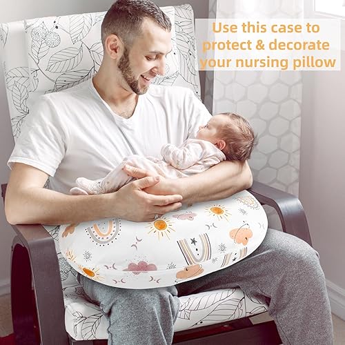 Miniatura 2 de Funda de almohada de lactancia, funda de almohada de lactancia para bebés, niñas y niños, suave y transpirable, arcoíris bohemio (solo funda)