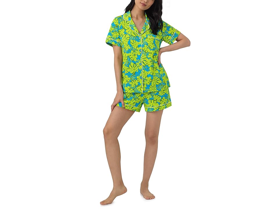 Bedhead PJs Trina Turk x Bedhead Boxer Short PJ Set (Trina Palm Leaves) Women's Pajama Sets INTERNATIONAL SHIPPING